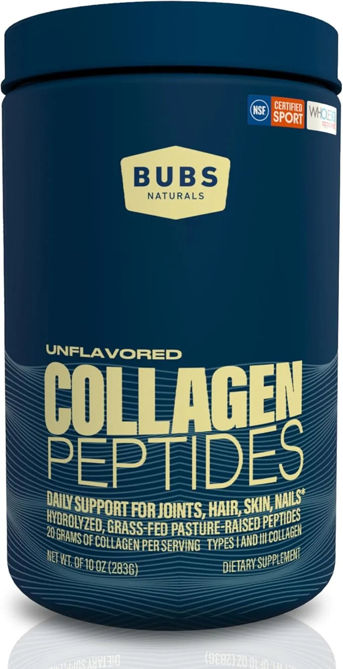BUBS Naturals Unflavored Collagen Peptides Powder Whole30 Approved, (10oz) 14 14 Servings