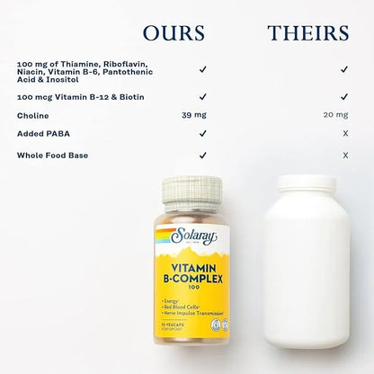 SOLARAY Vitamin B Complex 100 mg, B6, B12, B12, Biotin 50ct