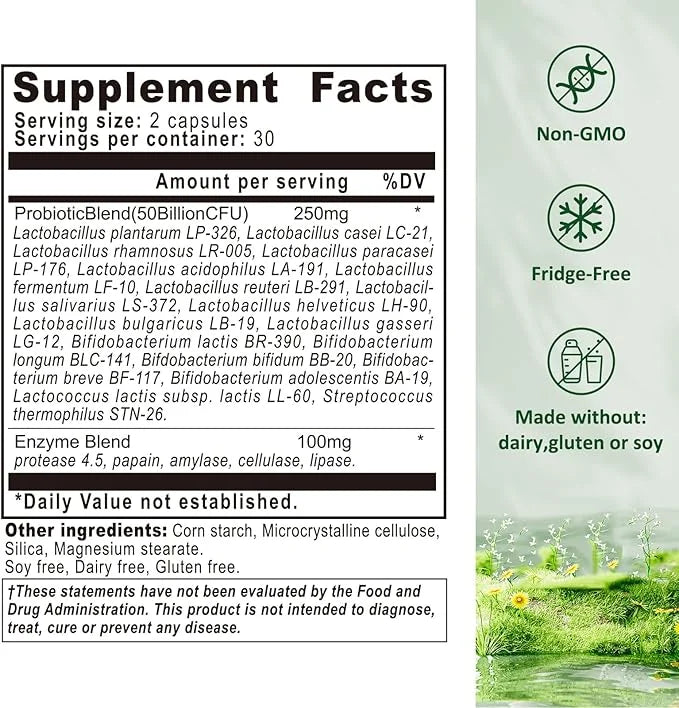 Probiotics for Women & Men 50 Billion 18 Strains 5 Digestive 60ct