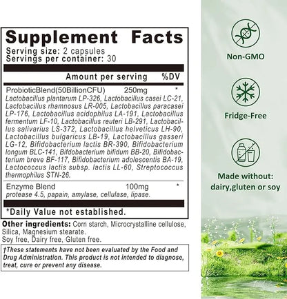Probiotics for Women & Men 50 Billion 18 Strains 5 Digestive 60ct