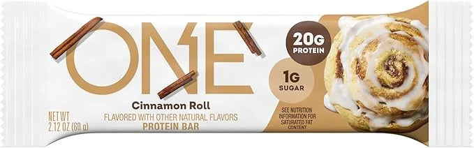 ONE Protein Bars, Cinnamon Roll, Gluten Free with 20g Protein and 1g Sugar, Pantry Staples, 2.12 oz (12 Count), Packaging ...