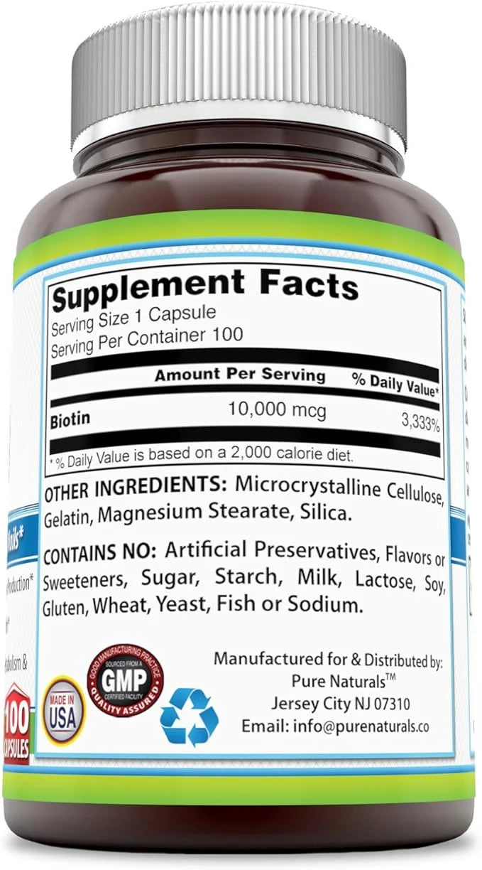 Pure Naturals Biotin 10,000 Mcg, 100