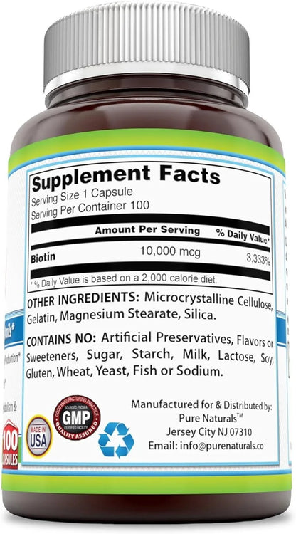 Pure Naturals Biotin 10,000 Mcg, 100