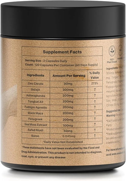ATLAS X 10-in-1 Masculinity Maximiser Supplement for Men - Energy, Strength & Vitality Capsules with Shilajit, Ashwagandha...