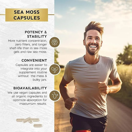 Sea Moss 3000mg Black Seed Oil 2000mg Ashwagandha 1000mg Turmeric 1000mg Bladderwrack 1000mg Burdock 1000mg & D3 with 60 C...