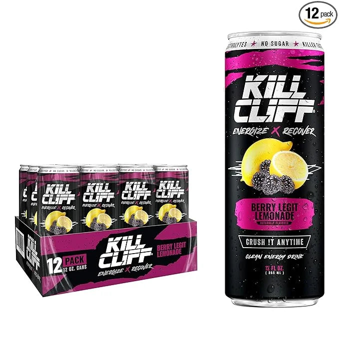 Kill Cliff Recovery Energy Drink, Berry Legit Lemonade, Sugar & Gluten Free Drinks, Green Tea, Electrolytes and Natural Ca...