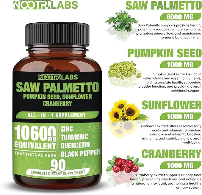 All-in-1 10600mg Highest Potency Saw Palmetto, 90 Vegan