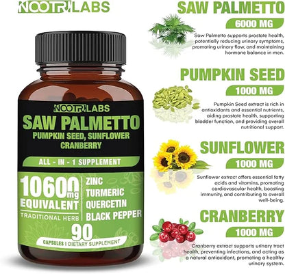 All-in-1 10600mg Highest Potency Saw Palmetto, 90 Vegan