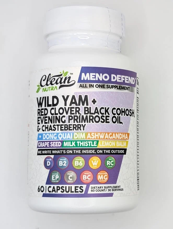 Clean Nutra Wild Yam Root Capsules with Red Clover Black Cohosh Evening Primrose Oil Chasteberry Dong Quai DIM Ashwagandha...