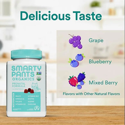 SmartyPants Organic Prenatal Vitamins for Women, 3 (ALA), D3, C, B12, B6, B6, Vitamin K2 & 180 Count (45 Day