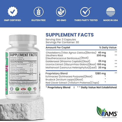 America Medic & Science FibroMed (60 Capsules) | Hormonal Balance Supplement for Women | with Chasteberry, Red Clover, Ech...