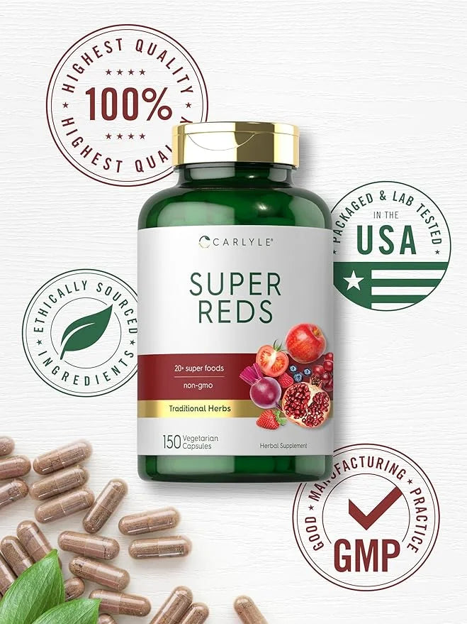 Carlyle Super Reds Capsules | 150 Count | Superfoods Supplement | Vegetarian & Non-GMO - Product Image