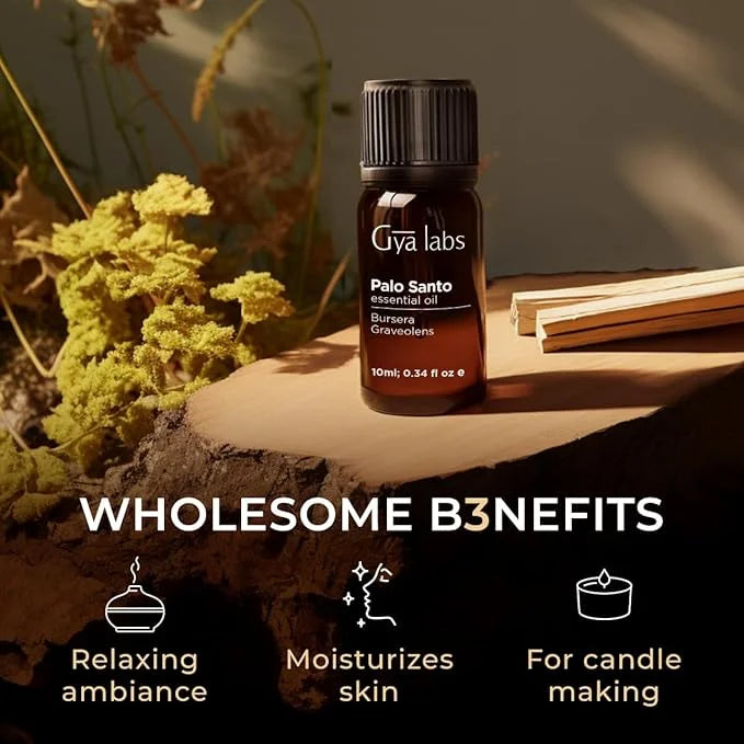 Gya Labs Palo Santo Essential Oil for Diffuser - 0.34 Fl Oz - 100% Pure Natural Palo Santo Oil for Hair, Skin, Perfume Can...