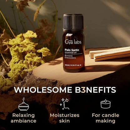 Gya Labs Palo Santo Essential Oil for Diffuser - 0.34 Fl Oz - 100% Pure Natural Palo Santo Oil for Hair, Skin, Perfume Can...