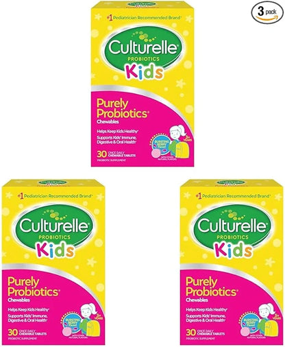 Culturelle Kids Chewable Daily Probiotic for Kids, Ages 3+, 30 Count, #1 Pediatrician-Recommended Brand, Natural Berry Fla...