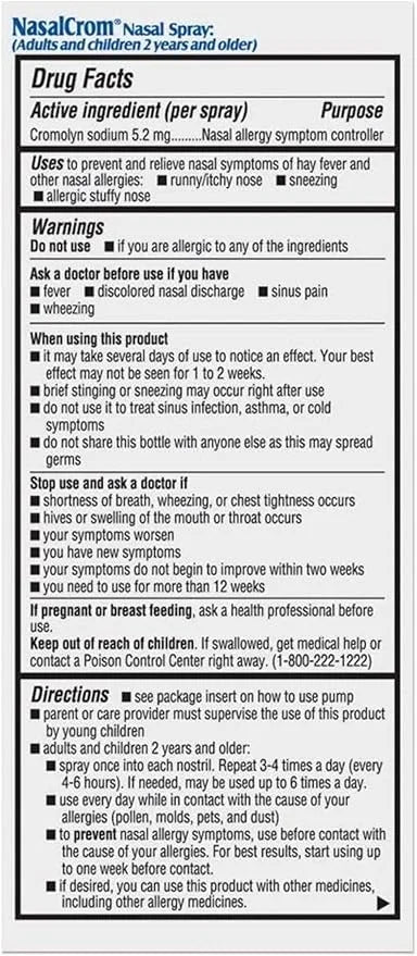 NasalCrom Nasal Spray Allergy Symptom Controller 200 Sprays .88 FL (2 Pack)