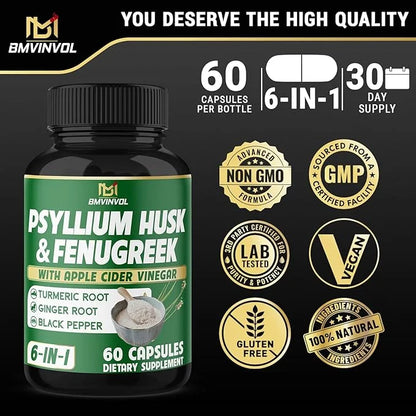 BMVINVOL Psyllium Husk Fiber Supplement t 60 Capsules