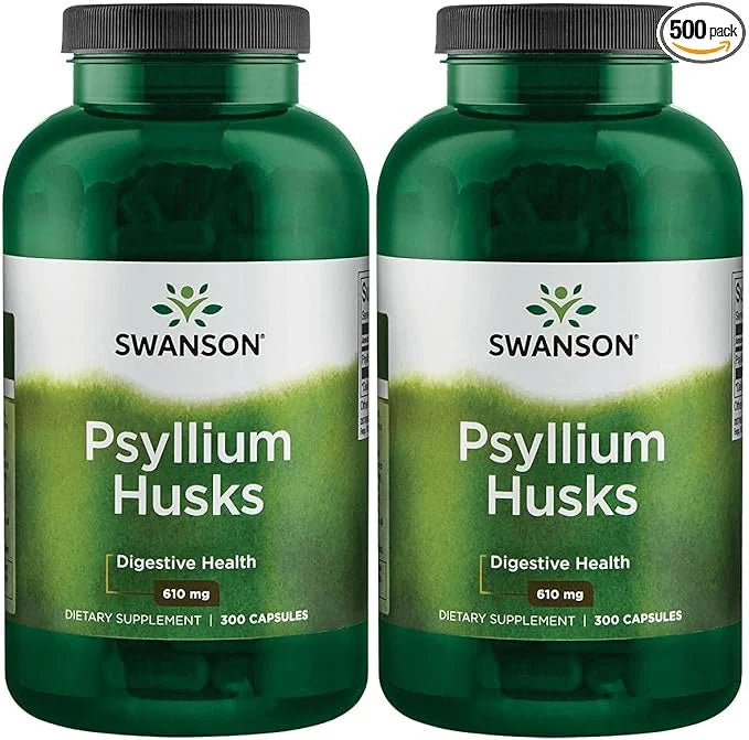 Swanson Psyllium Husk Dietary Fiber Supplement 610 mg 300 Capsules 2 Pack