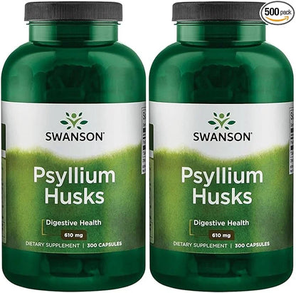 Swanson Psyllium Husk Dietary Fiber Supplement 610 mg 300 Capsules 2 Pack