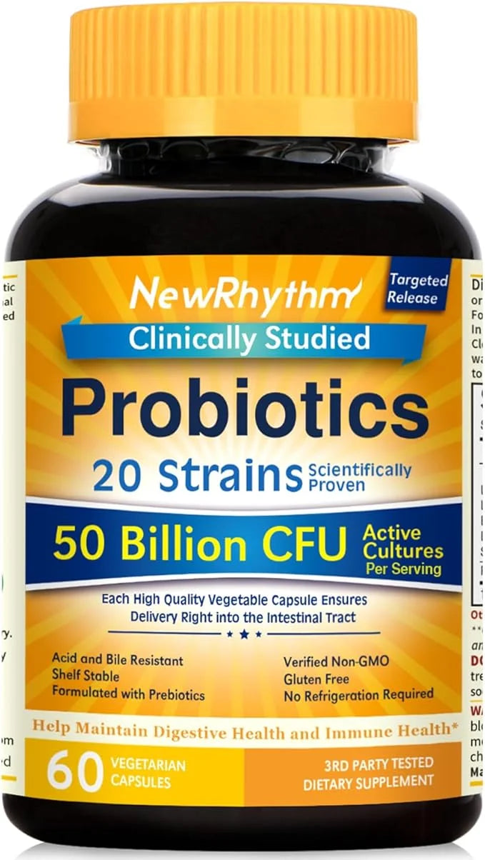 NewRhythm Probiotics 50 Billion CFU 20 60 Veggie