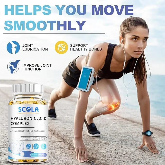 Hyaluronic Acid Supplements - Advanced Skin Hydration & Joint Support with 250 mg Hyaluronic Acid, Vitamin C, Collagen, an...