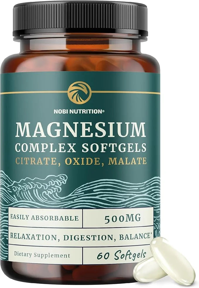 Triple Magnesium Softgels | Citrate, Malate, & Oxide | Highly Absorbable Magnesium Supplement for Digestion, Calm, Leg Cra...