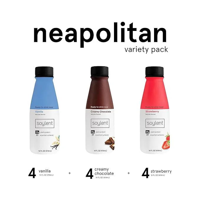 Soylent Complete Nutrition Gluten-Free Vegan Protein 14 Oz, 12 Pack