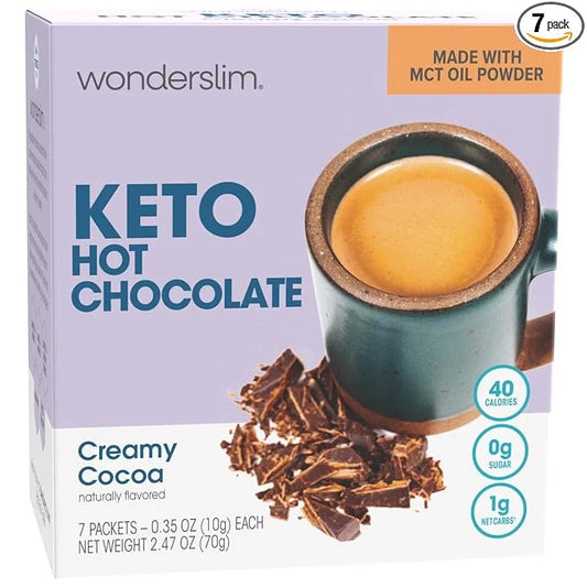 Wonderslim Keto Hot Chocolate Mix, MCT Oil, Low Carb, Gluten Free (7ct) - Product Image