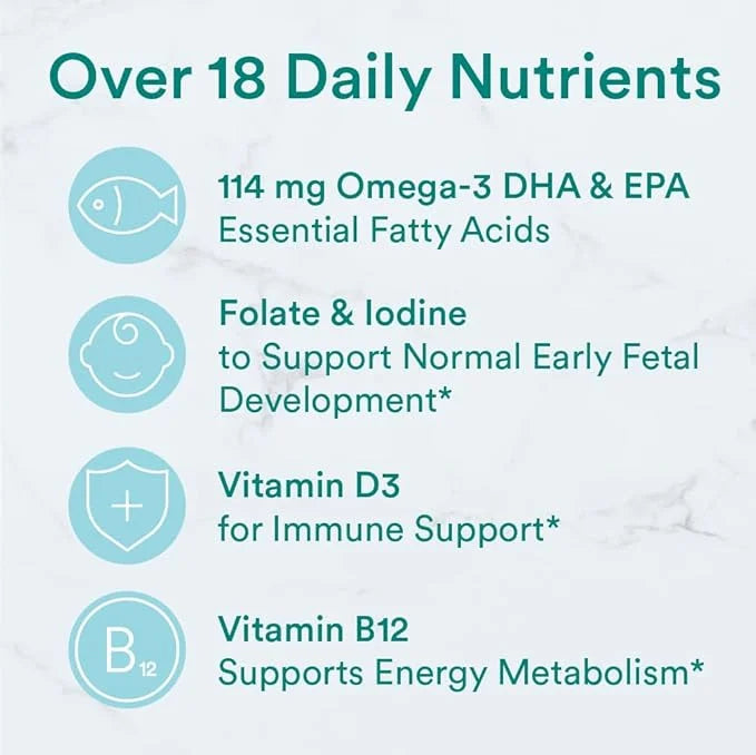 SmartyPants Prenatal Vitamins for Women, Multivitamin 3 Fish D3, C, B12, B6, B6, Vitamin 120 Count (30 Day
