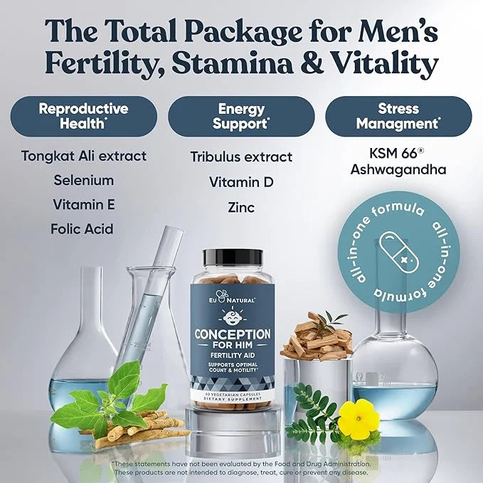 Conception For Him – Fertility Supplements for Men, Male Fertility Support & Prenatal – Optimal Sperm Count, Motility Stre...