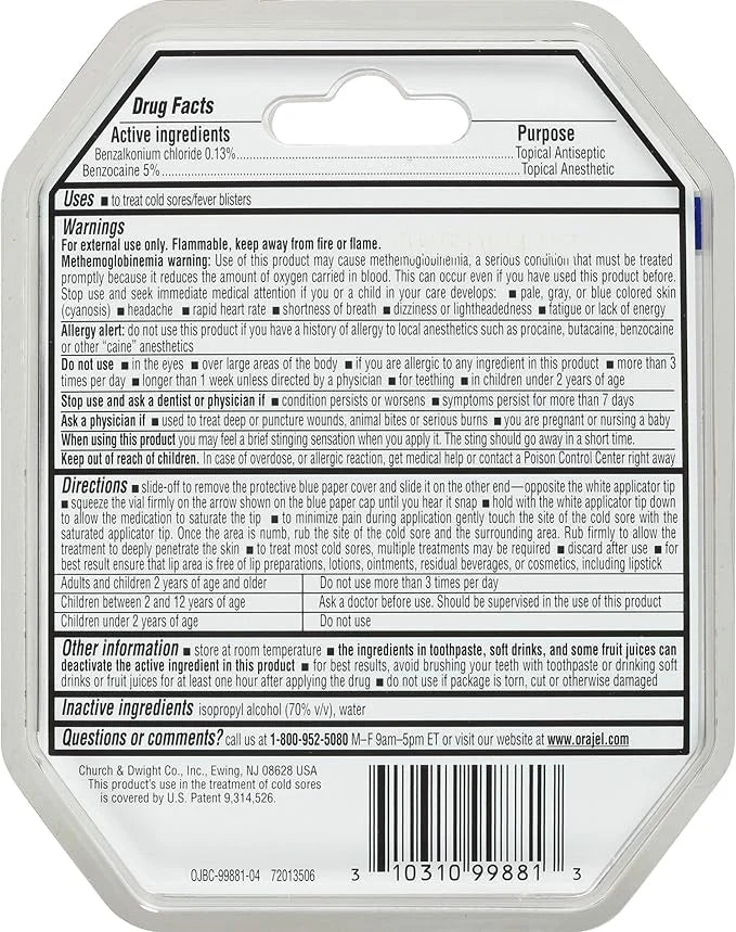 Orajel Cold Sore Treatment – Instant #1 Oral