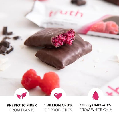 Truth Bar Prebiotic & Probiotic Keto Snack Vegan Bars with Omega-3's - Synbiotic High Fiber Snacks - Low Sugar, Kosher, Gl...