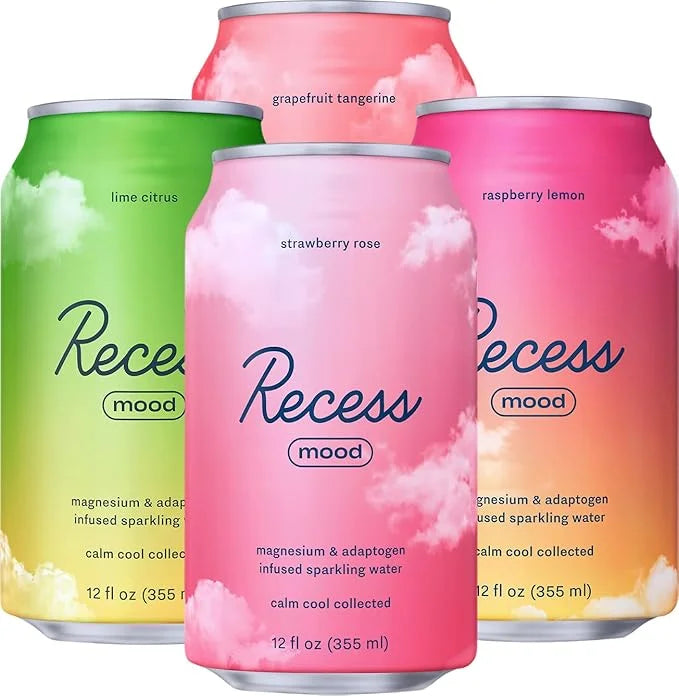 Recess Mood Magnesium Supplement Drink Calming 12 Ounce, 12 (Variety 12 Pack)