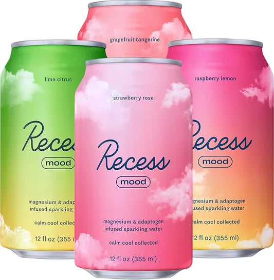 Recess Mood Magnesium Supplement Drink Calming 12 Ounce, 12 (Variety 12 Pack)