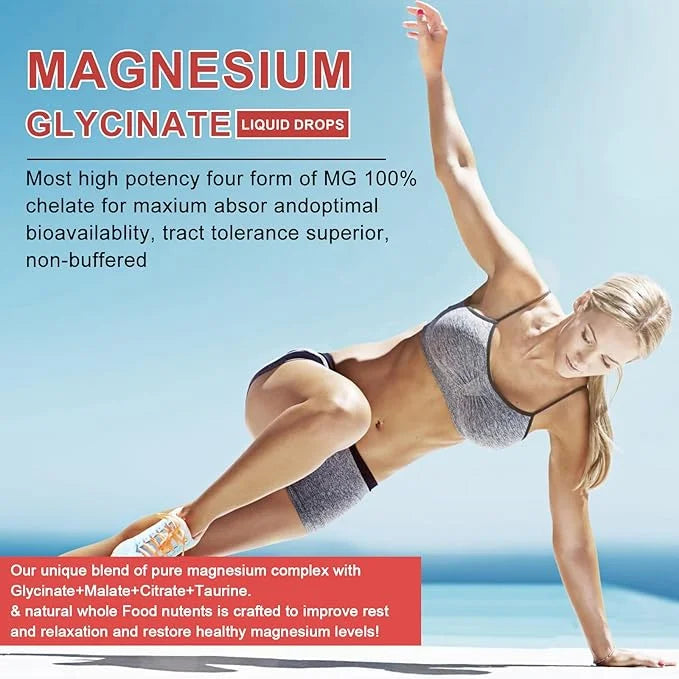 Magnesium Glycinate Liquid Drop - Triple Absorption Supplement to Support Nerves, Night, Heart, Muscles * -Sugar-Free with...