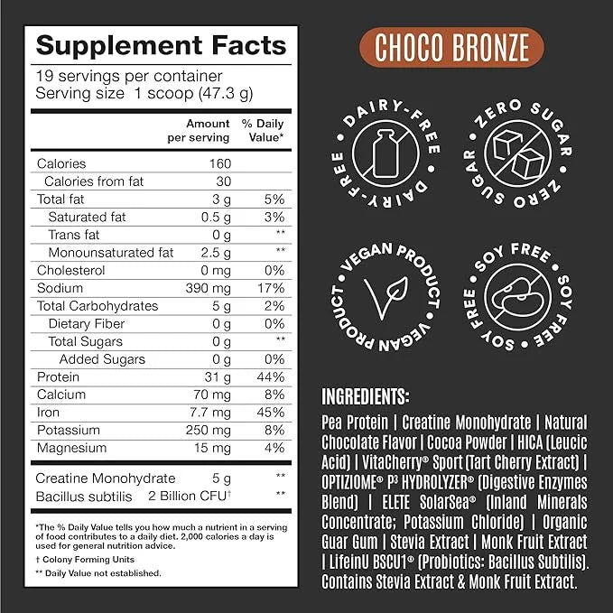 Birdman Falcon Performance Vegan Protein Powder, 31g Protein, 5g Creatine, 5g BCAA, Probiotics, Electrolytes, Pre Workout,...