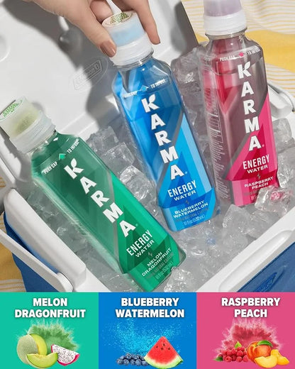 Karma Natural Energy Drink - 12 Pack, Melon Dragonfruit Caffeinated Water - Clean Focus & Energy Boost - Product Image