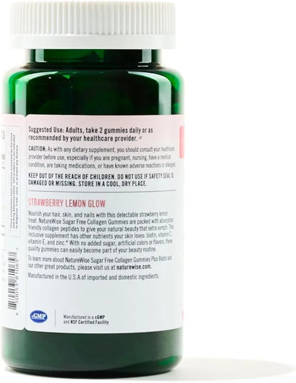 NatureWise Sugar-Free Hydrolyzed Collagen Peptide Gummies 60 Gummies[1-Month Gummies[1-Month Supply]