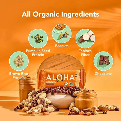 ALOHA Organic Plant Based Protein Bars |Peanut Butter Chocolate Chip | 1.98 Oz (Pack of 12) | Vegan, Low Sugar, Gluten Fre...