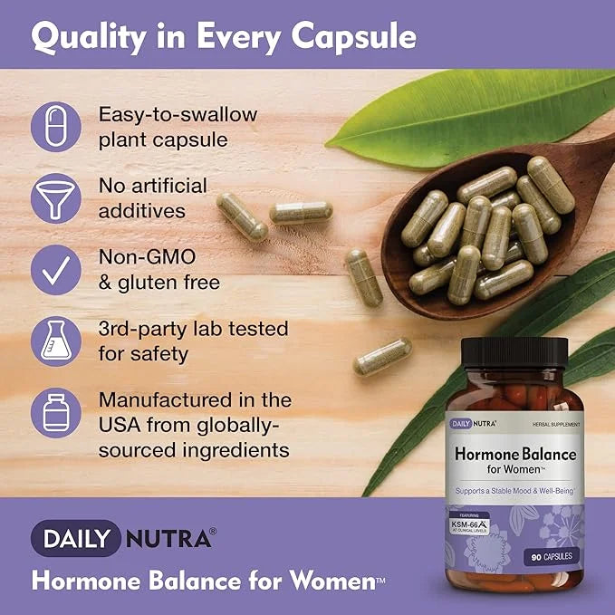 Hormone Balance for Women - Natural Mood Supplement - PMS Relief and Menopause Support | Featuring Clinically Studied KSM-...