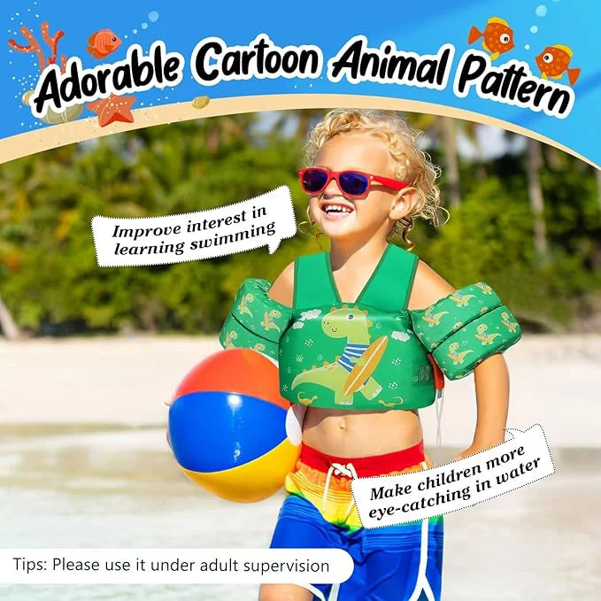 Moko Toddler Swim Vest for Kids, 20-50 lbs/22-66 lbs Clearance Swim Arm Band Cartoon Swimming Wings Pool Float Vests Sleev...