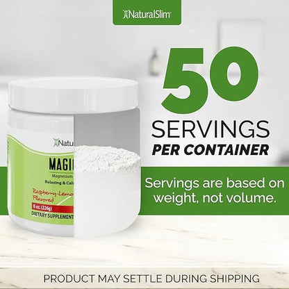 NaturalSlim Magicmag Pure Magnesium Citrate Powder Stress, Constipation, Muscle, Heart Health, and Sleep Support | Raspber...