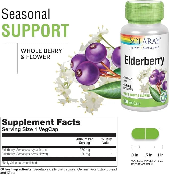 Solaray Elderberry Berry & Flower 450mg 100ct
