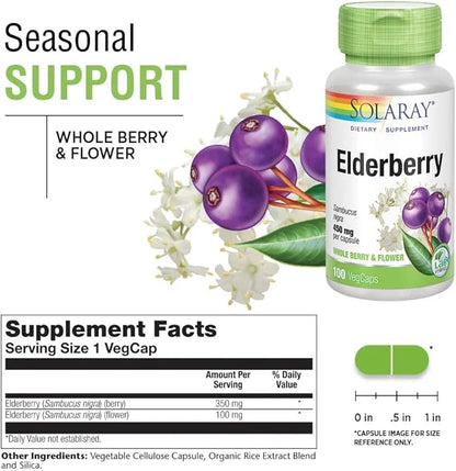 Solaray Elderberry Berry & Flower 450mg 100ct