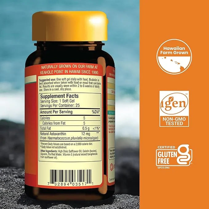 Nutrex Hawaii BioAstin Hawaiian Astaxanthin 12mg, 25 25 Softgels