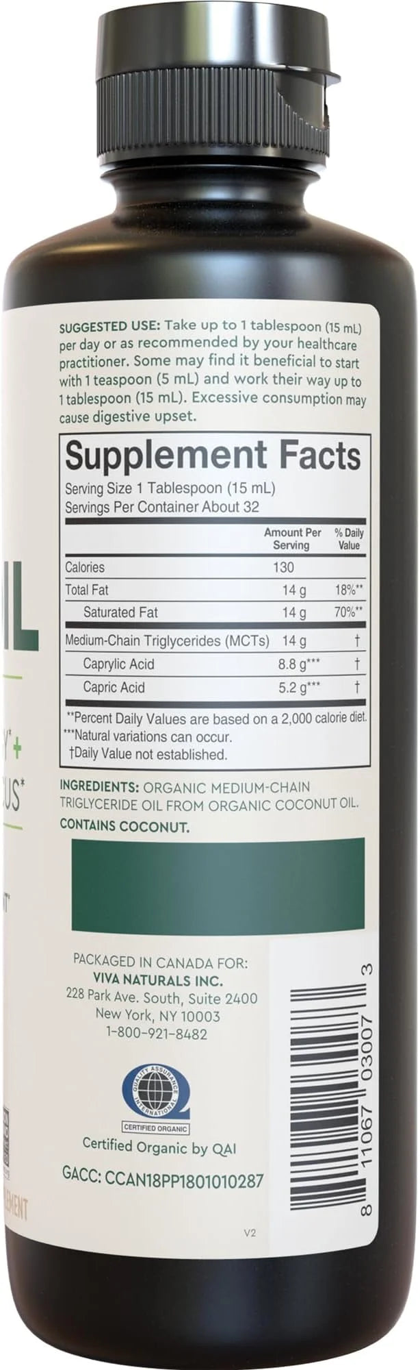 Viva Naturals Organic MCT Oil 16 fl oz - Best MCT Oil Organic for Coffee, MCT Coconut Oil Supports Energy & Mental Clarity...