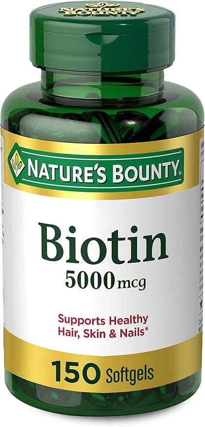Nature's Bounty Biotin, Vitamin Supplement, Supports 5000 mcg, 150 Softgels