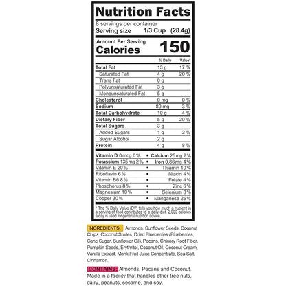 TGB Blueberry Granola Cereal, Keto Friendly Snack, No Added Sugar, Gluten Free, High Fiber, 8oz Resealable Bag (Pack of 1)...