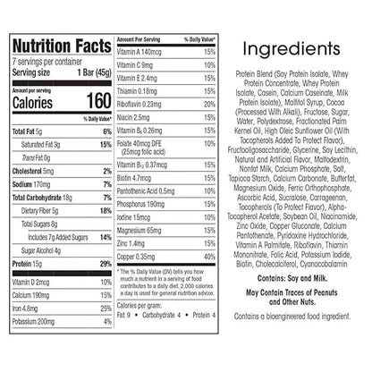 WonderSlim Meal Replacement Protein Bar, Peppermint Cocoa Crunch, 15g Protein, 20 Vitamins & Minerals, Gluten Free (7ct) -...