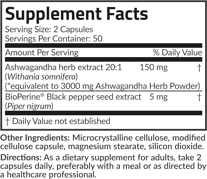 Futurebiotics Ashwagandha Extra Strength Stress & 100 Vegetarian